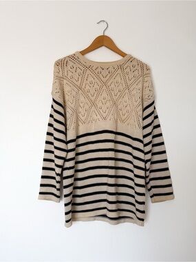 Comfy Vintage 80's Funky Striped Chunky Cotton Sweater